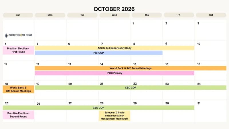 Что в календаре климатических событий на октябрь 2026 года?